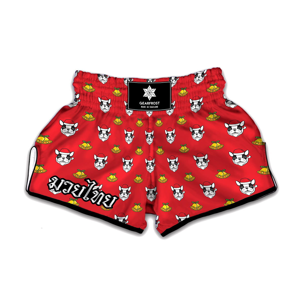 Christmas French Bulldog Santa Print Muay Thai Boxing Shorts