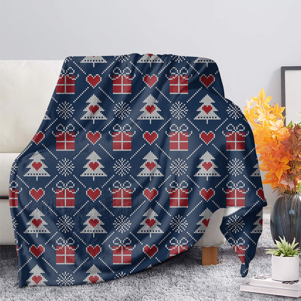 Christmas Gift Knitted Pattern Print Blanket