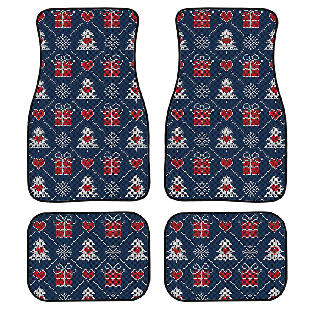 Christmas Gift Knitted Pattern Print Front and Back Car Floor Mats