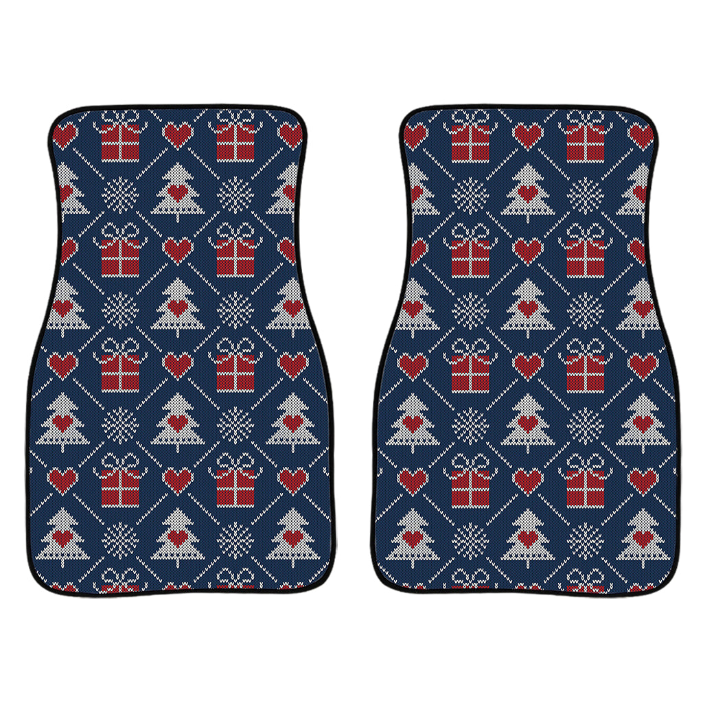 Christmas Gift Knitted Pattern Print Front Car Floor Mats