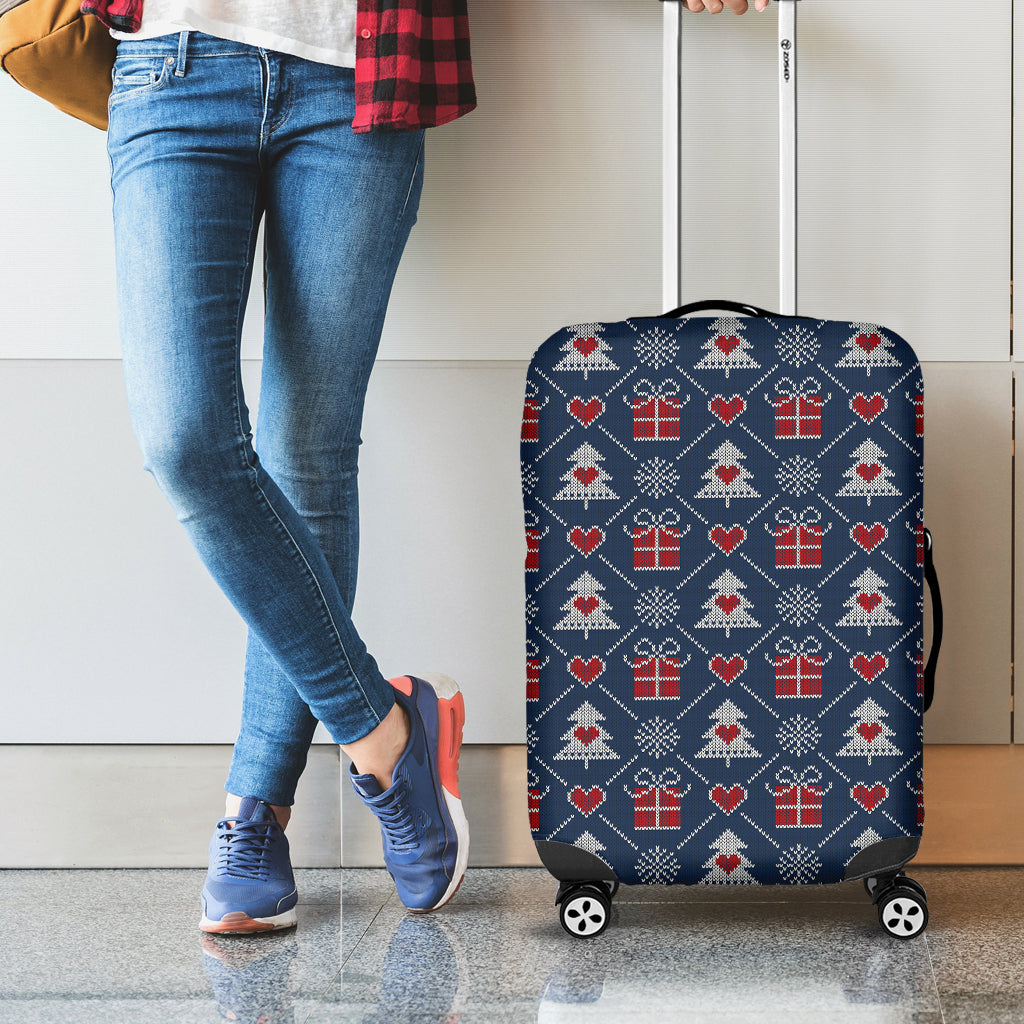 Christmas Gift Knitted Pattern Print Luggage Cover