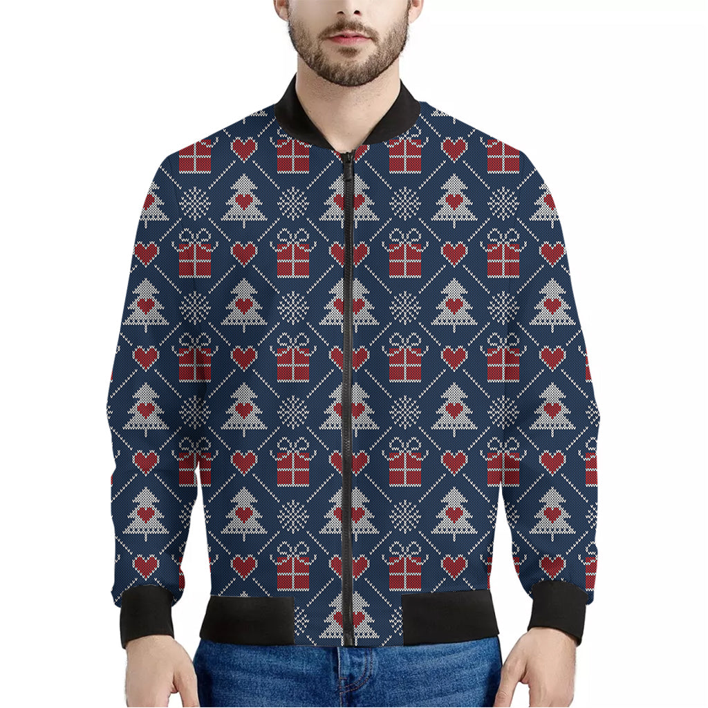 Christmas Gift Knitted Pattern Print Men's Bomber Jacket