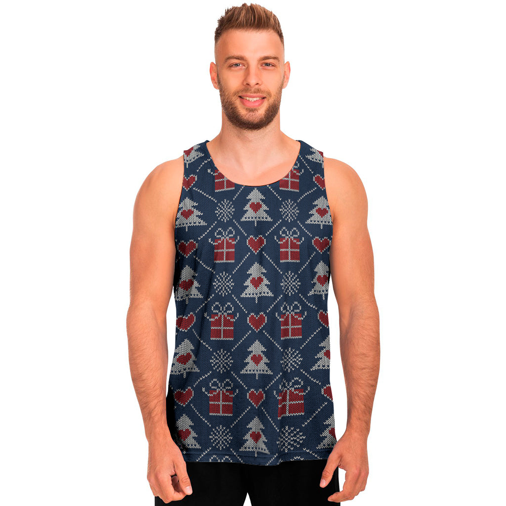 Christmas Gift Knitted Pattern Print Men's Tank Top