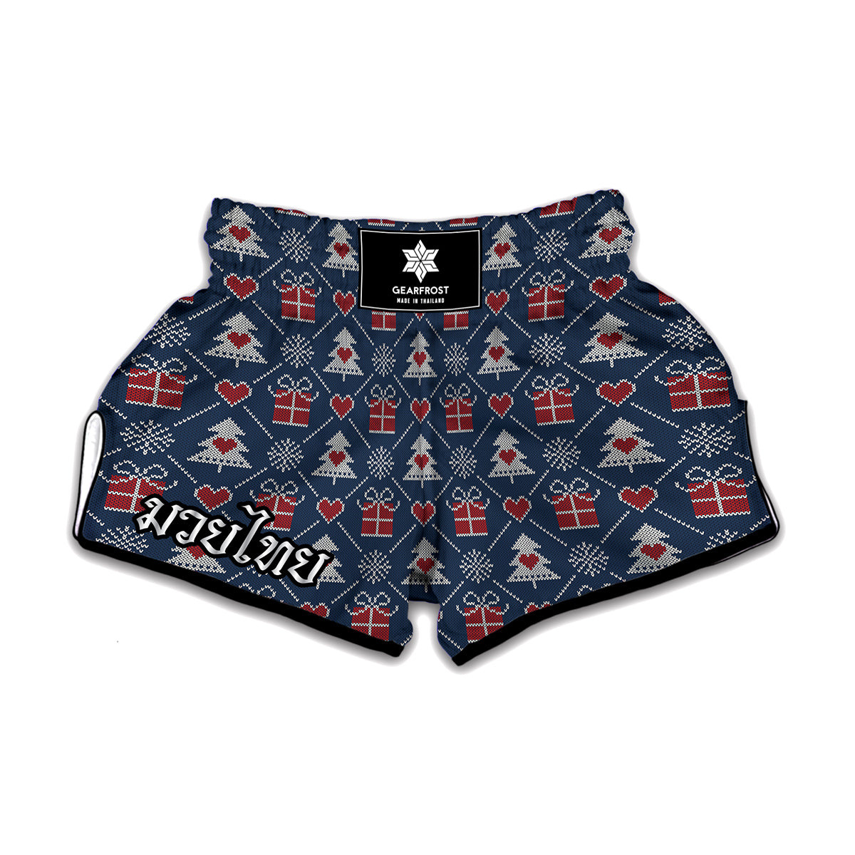 Christmas Gift Knitted Pattern Print Muay Thai Boxing Shorts