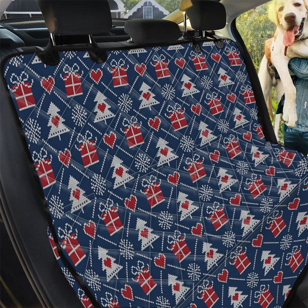 Christmas Gift Knitted Pattern Print Pet Car Back Seat Cover