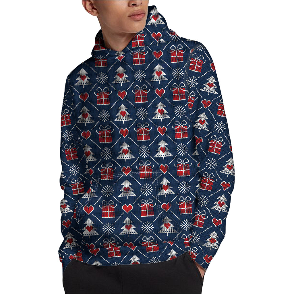 Christmas Gift Knitted Pattern Print Pullover Hoodie