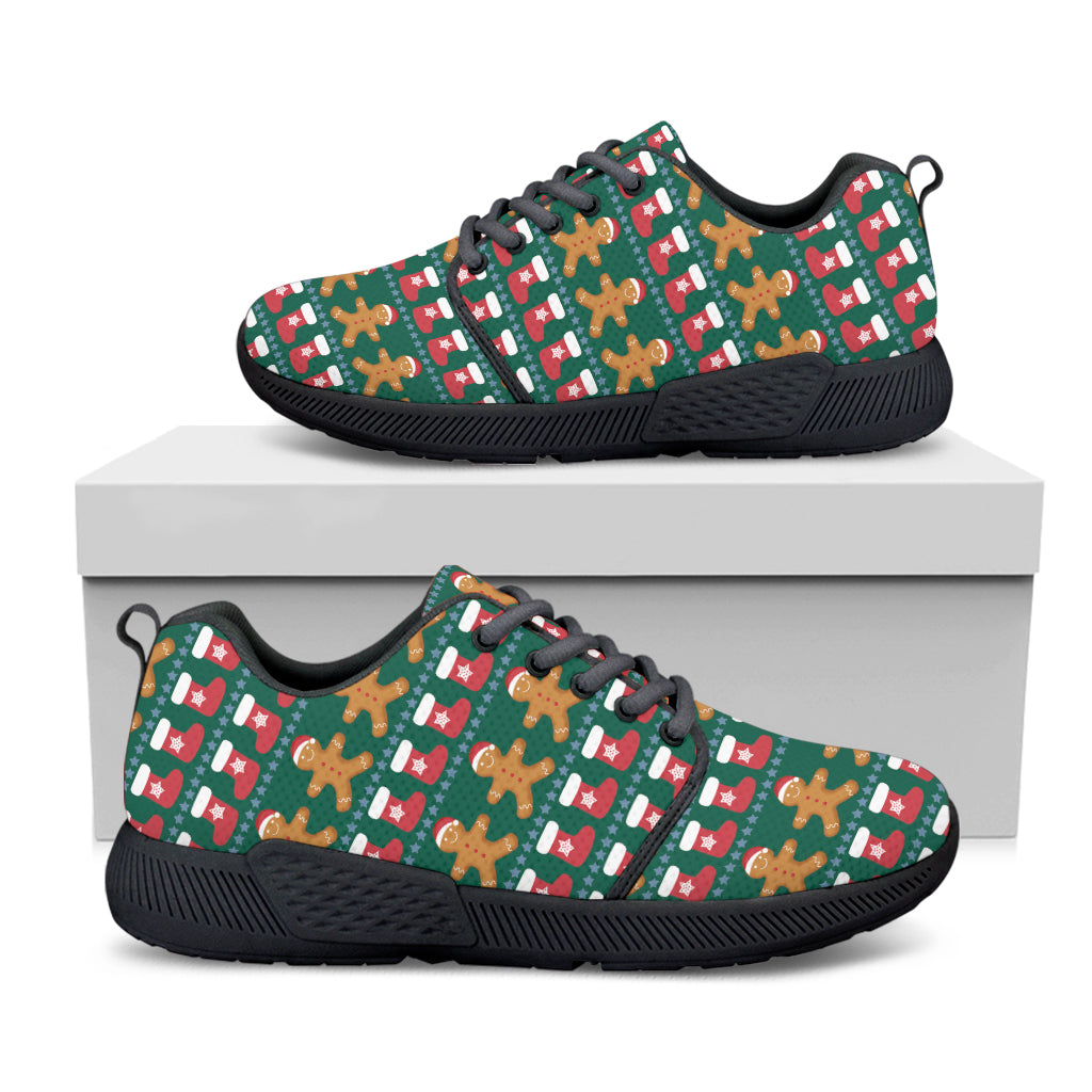 Christmas Gingerbread Man Pattern Print Black Athletic Shoes