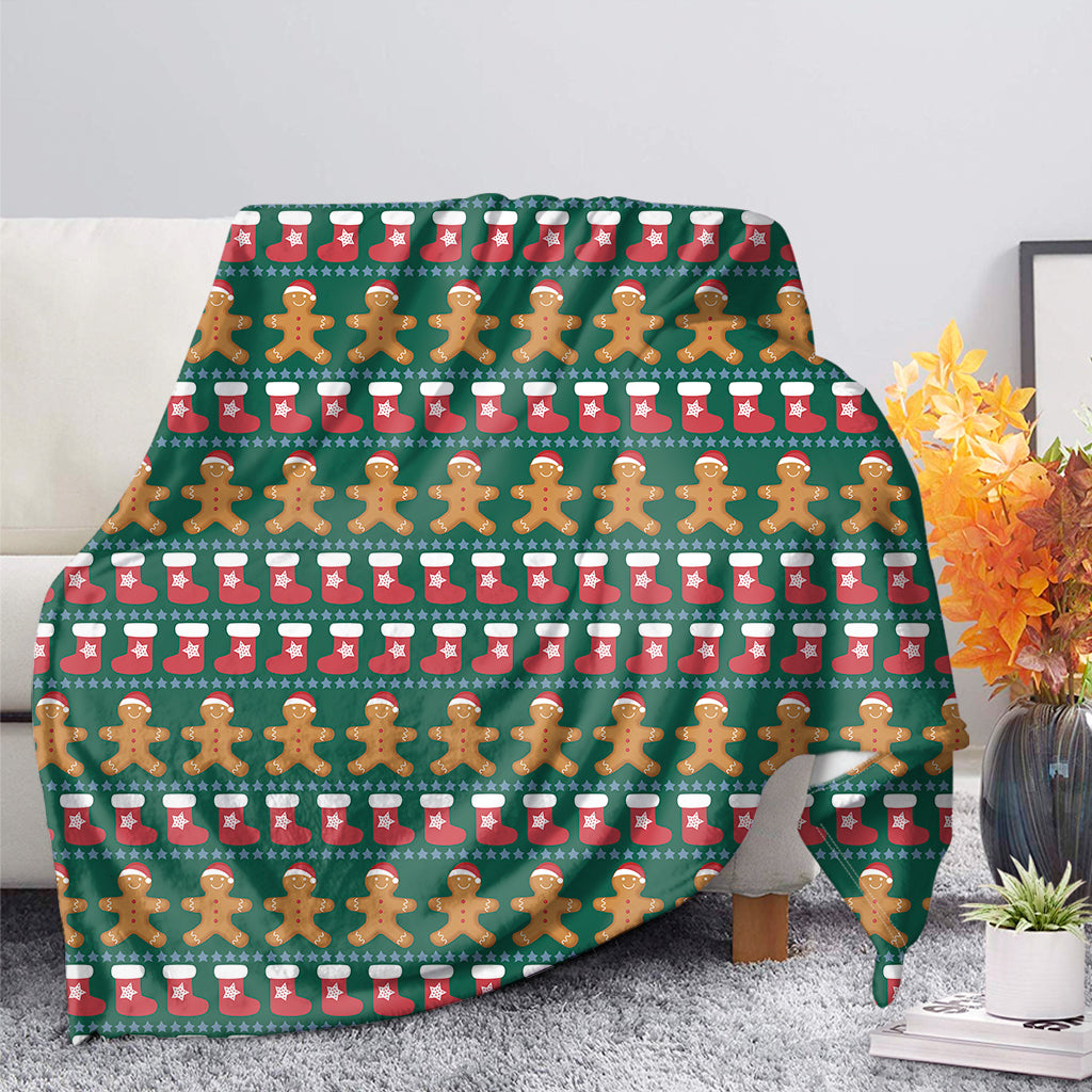 Christmas Gingerbread Man Pattern Print Blanket