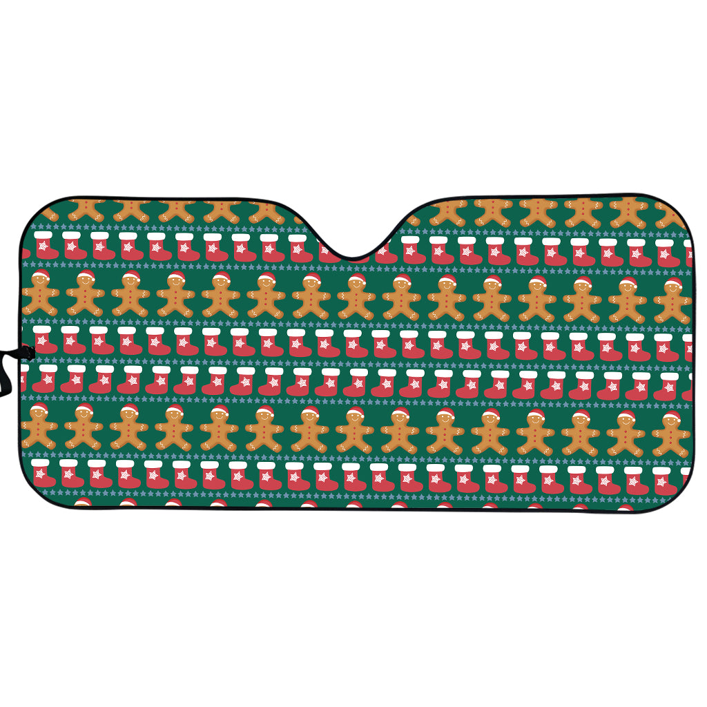 Christmas Gingerbread Man Pattern Print Car Sun Shade