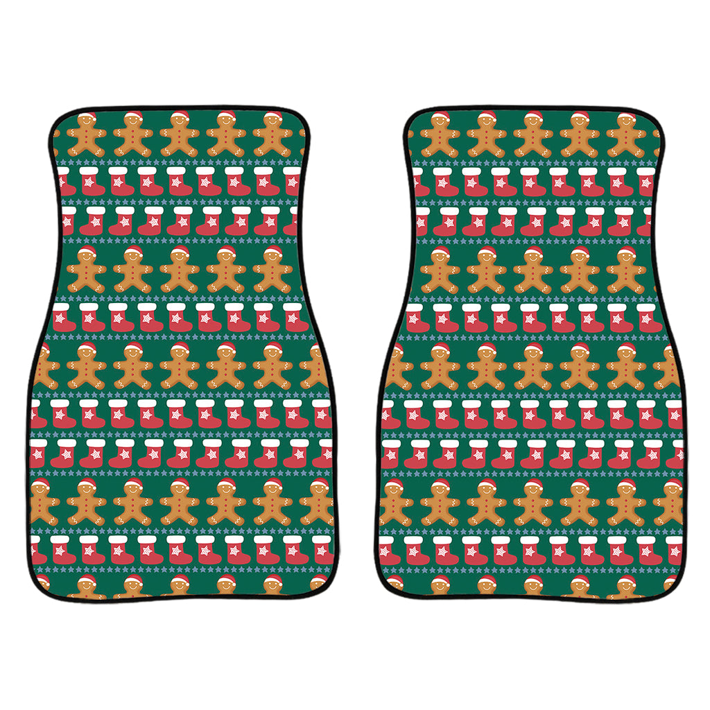 Christmas Gingerbread Man Pattern Print Front Car Floor Mats