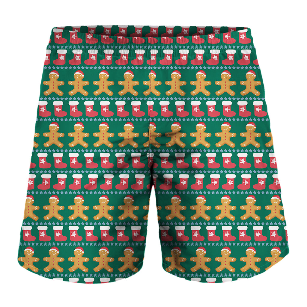 Christmas Gingerbread Man Pattern Print Men's Shorts