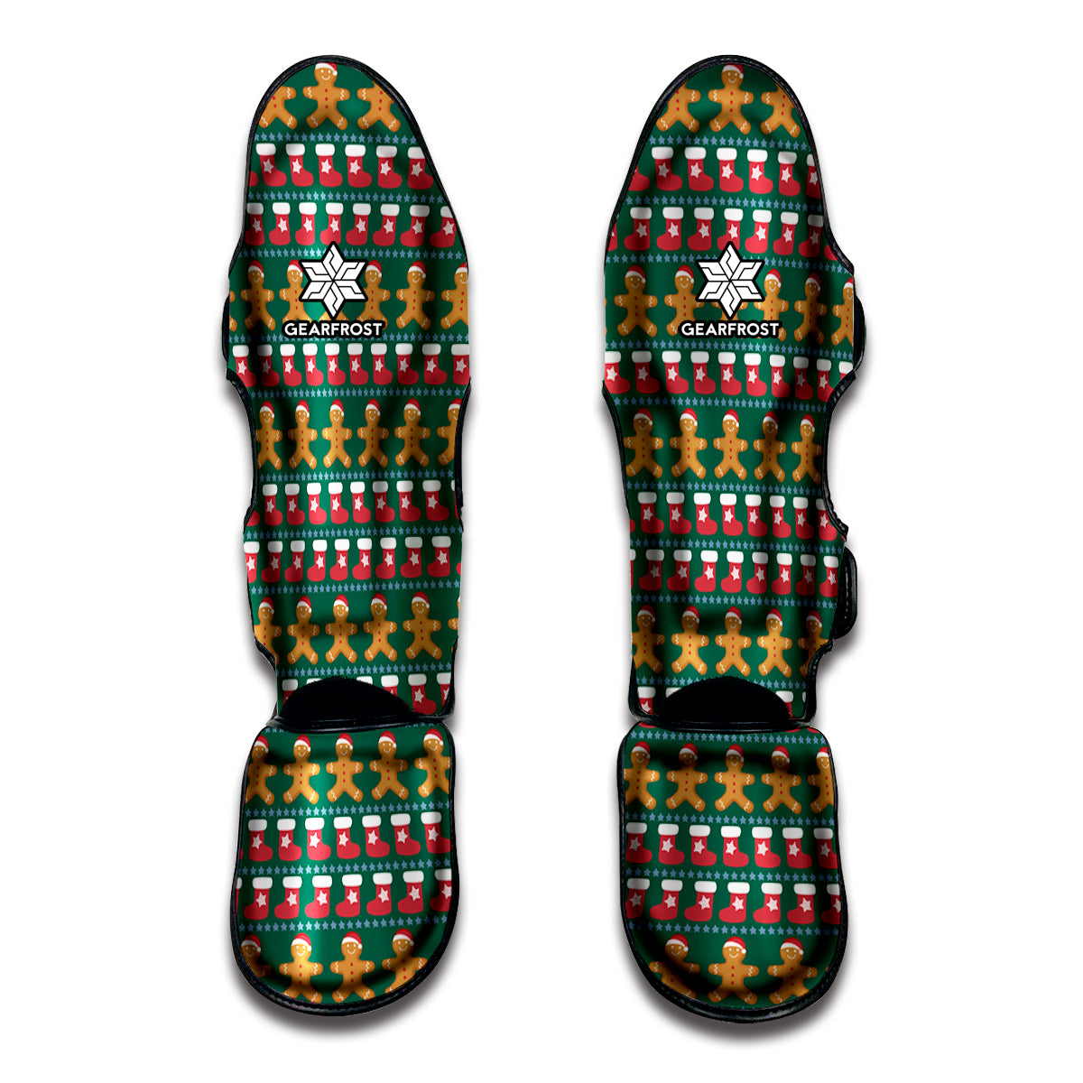 Christmas Gingerbread Man Pattern Print Muay Thai Shin Guards