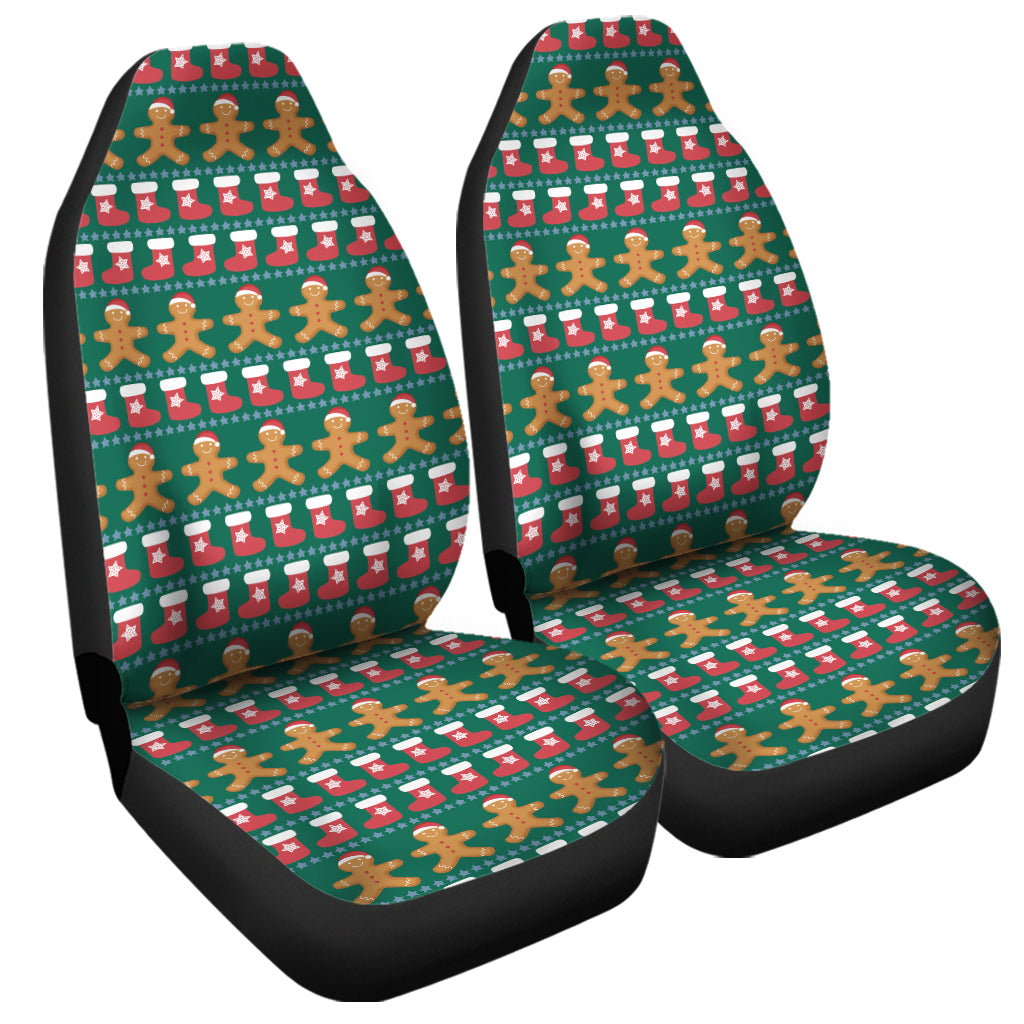 Christmas Gingerbread Man Pattern Print Universal Fit Car Seat Covers