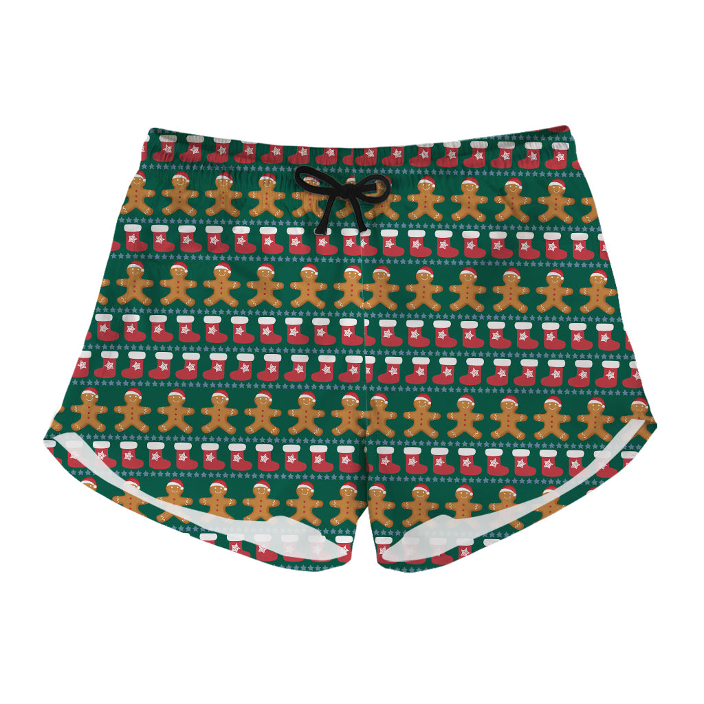 Christmas Gingerbread Man Pattern Print Women's Shorts