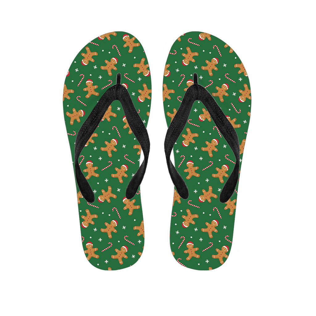 Christmas Gingerbread Pattern Print Flip Flops