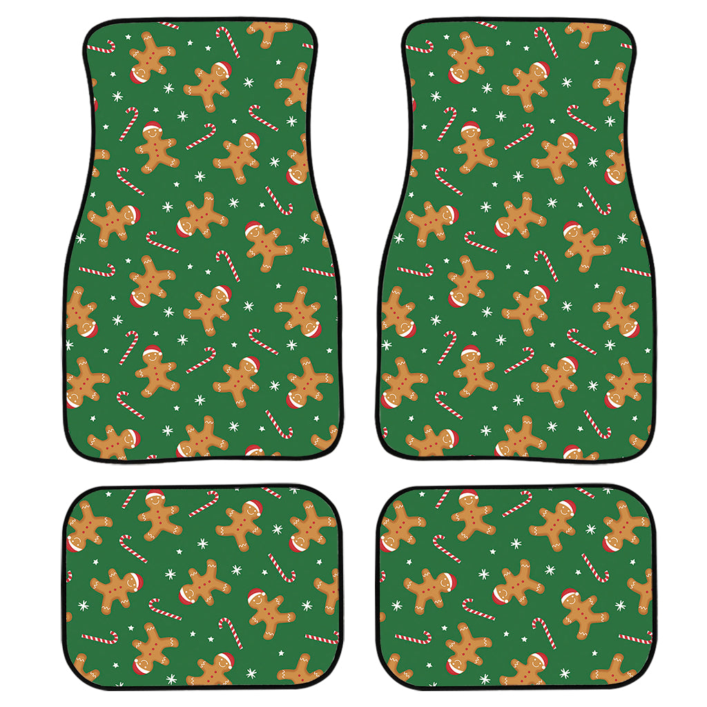 Christmas Gingerbread Pattern Print Front and Back Car Floor Mats