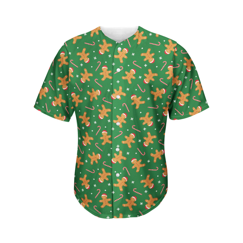 Christmas Gingerbread Pattern Print Men's Baseball Jersey