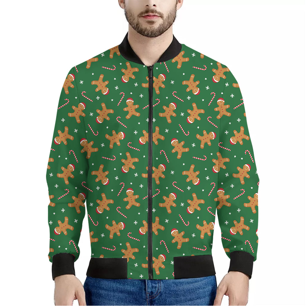 Christmas Gingerbread Pattern Print Men's Bomber Jacket