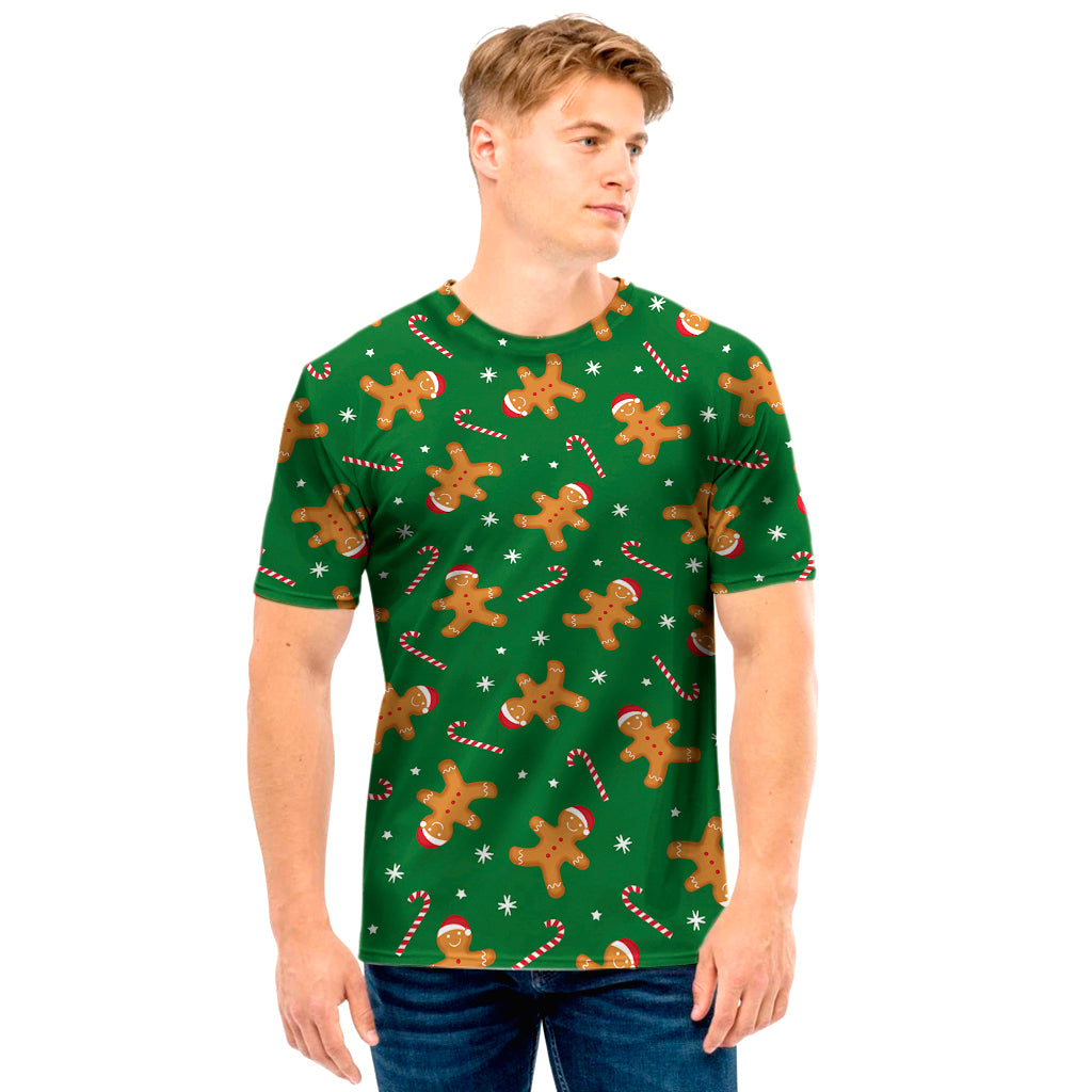 Christmas Gingerbread Pattern Print Men's T-Shirt