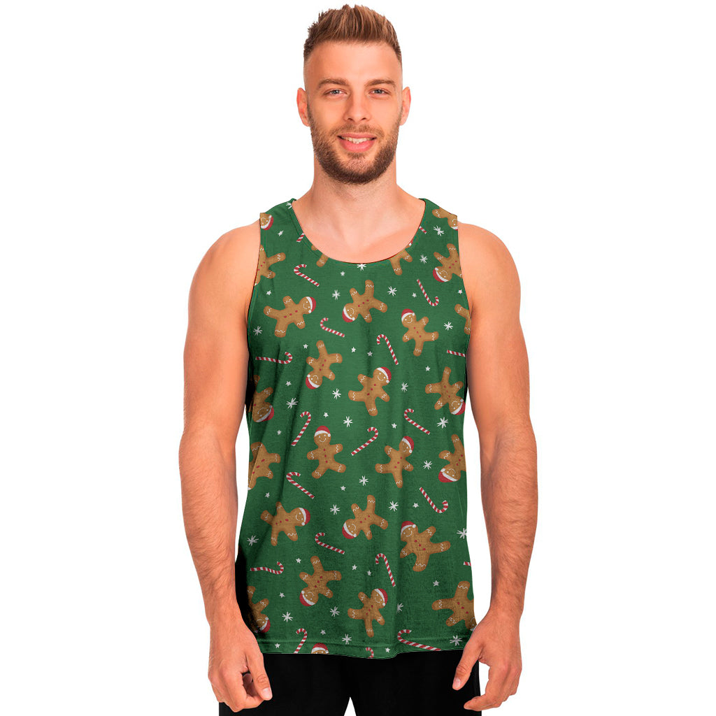 Christmas Gingerbread Pattern Print Men's Tank Top