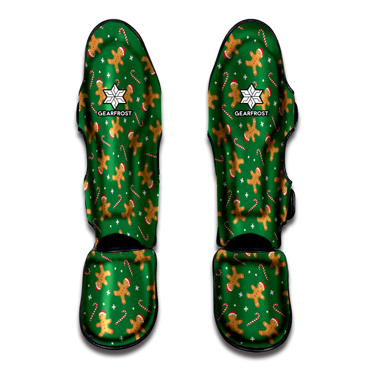 Christmas Gingerbread Pattern Print Muay Thai Shin Guards