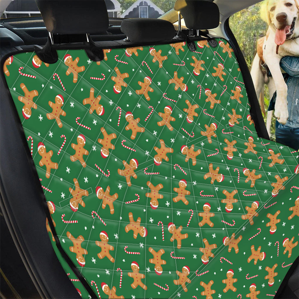 Christmas Gingerbread Pattern Print Pet Car Back Seat Cover