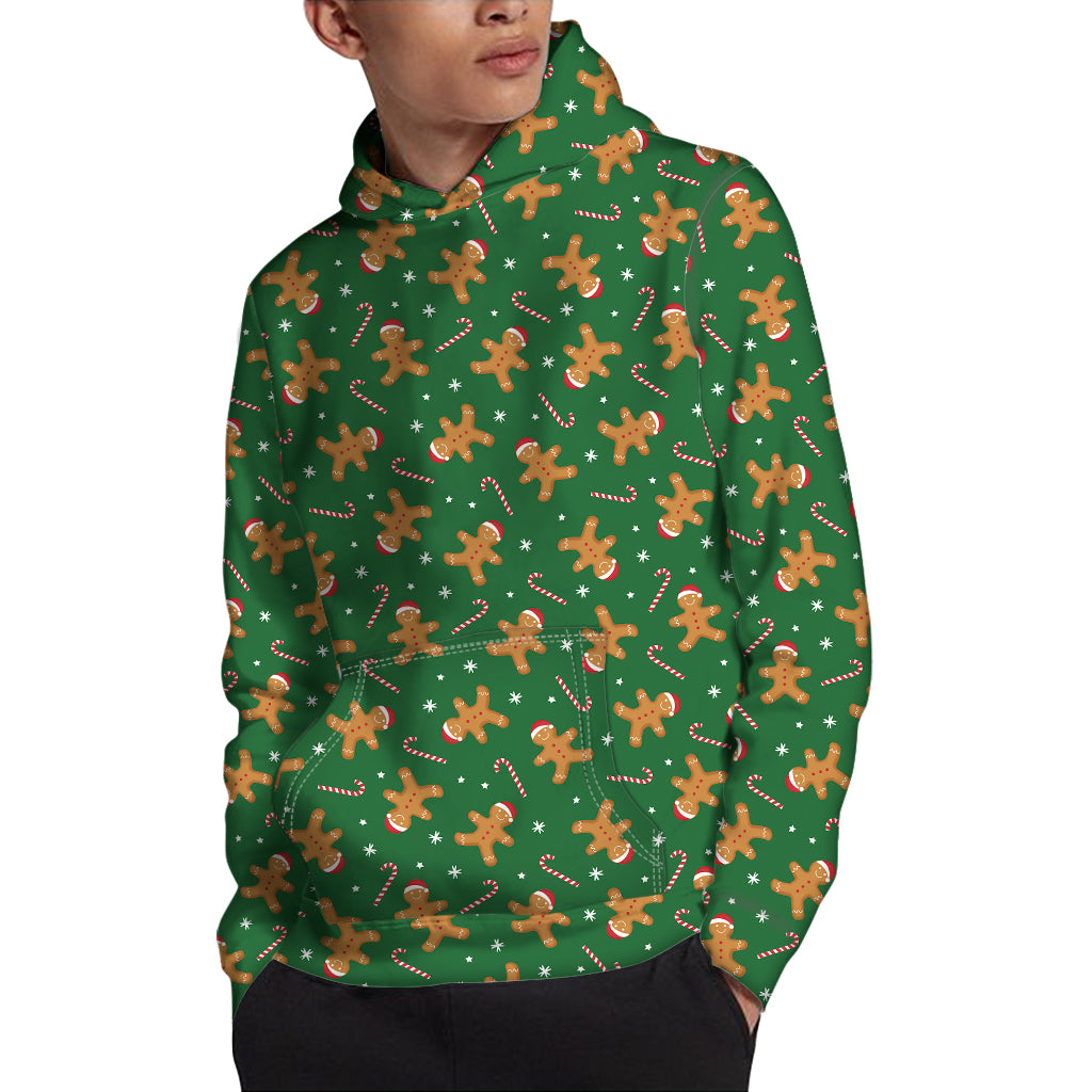 Christmas Gingerbread Pattern Print Pullover Hoodie