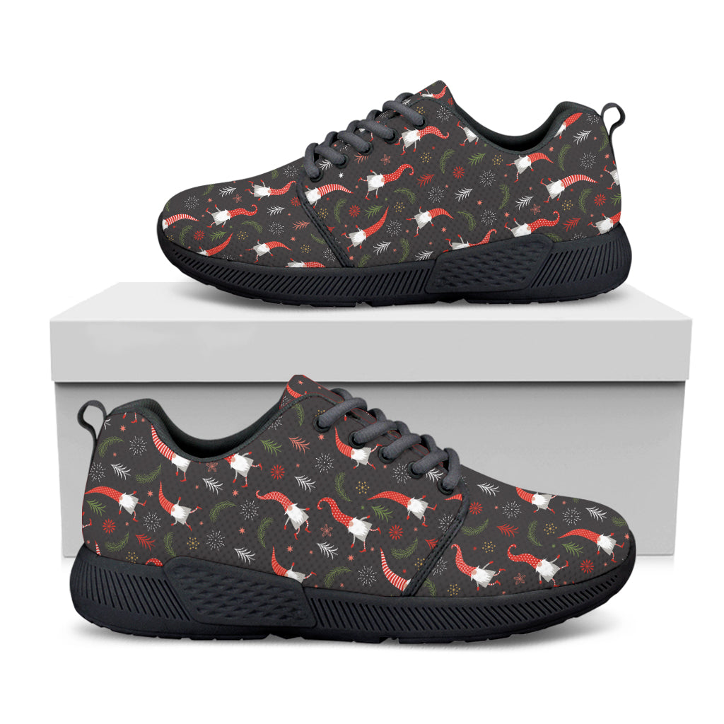 Christmas Gnomes Pattern Print Black Athletic Shoes