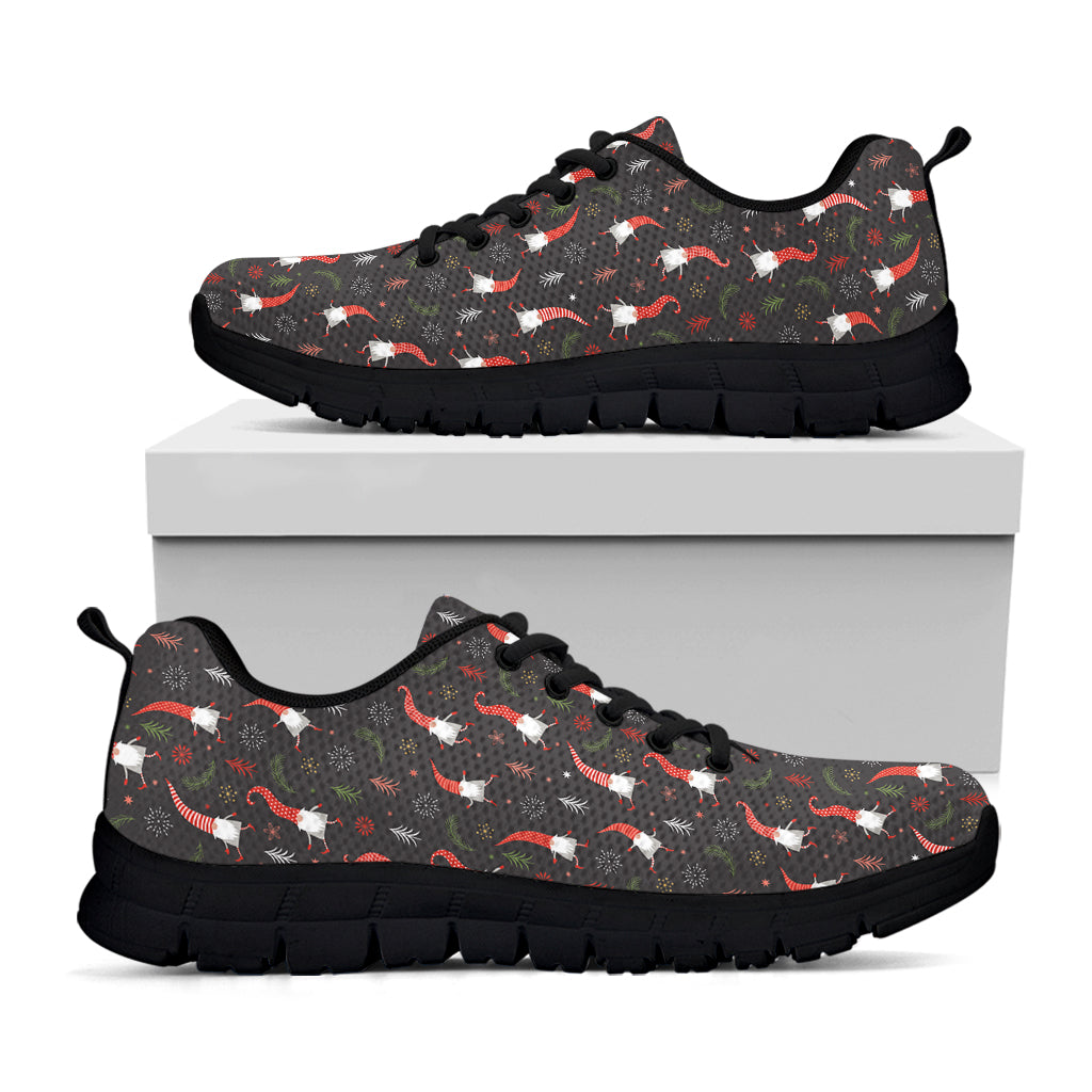 Christmas Gnomes Pattern Print Black Sneakers