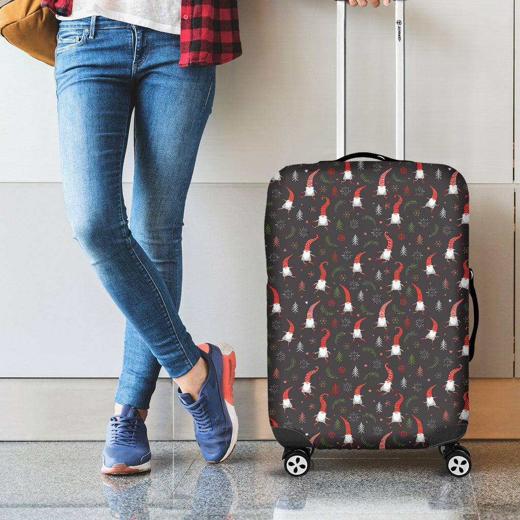 Christmas Gnomes Pattern Print Luggage Cover