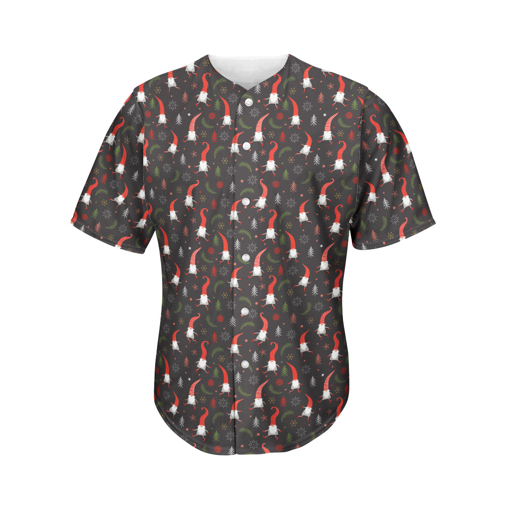 Christmas Gnomes Pattern Print Men's Baseball Jersey