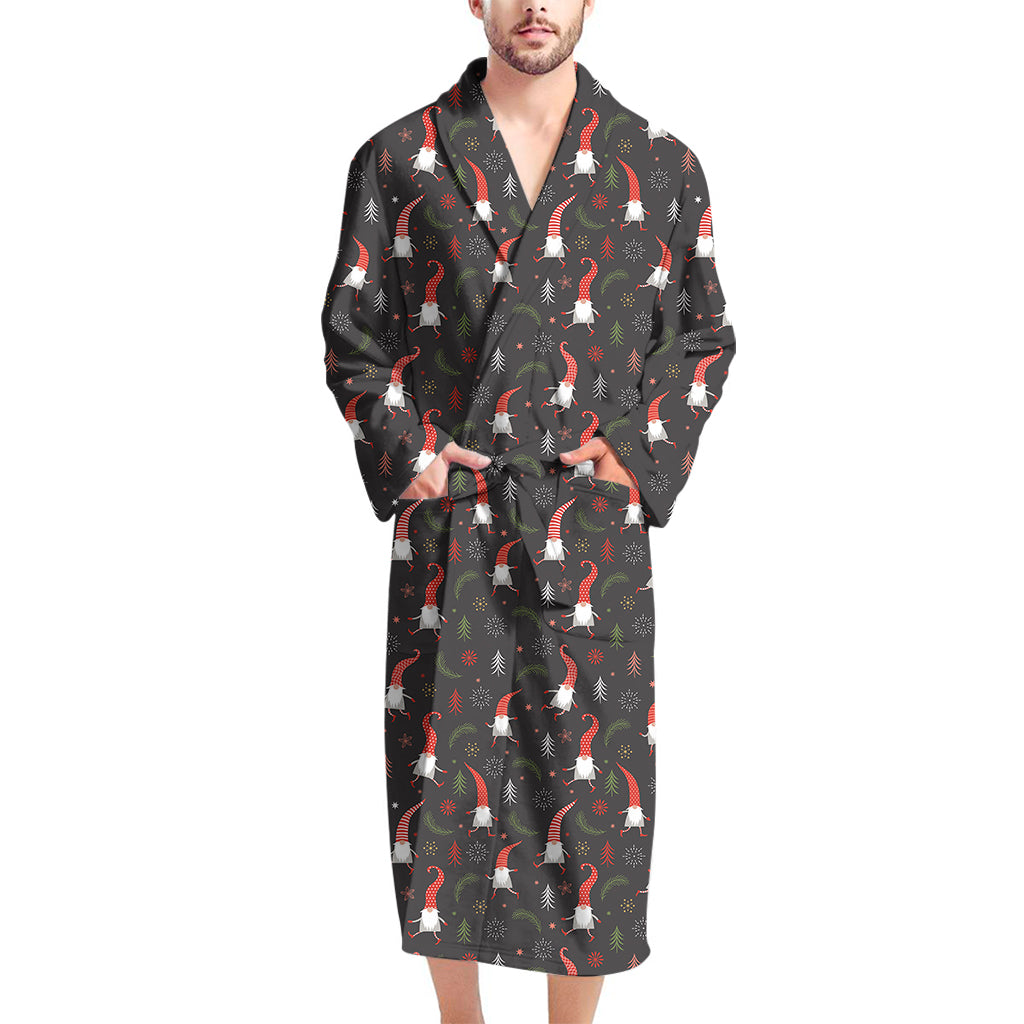 Christmas Gnomes Pattern Print Men's Bathrobe