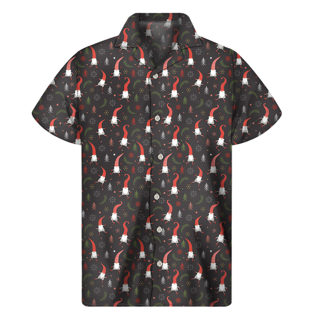 Christmas Gnomes Pattern Print Men's Short Sleeve Shirt