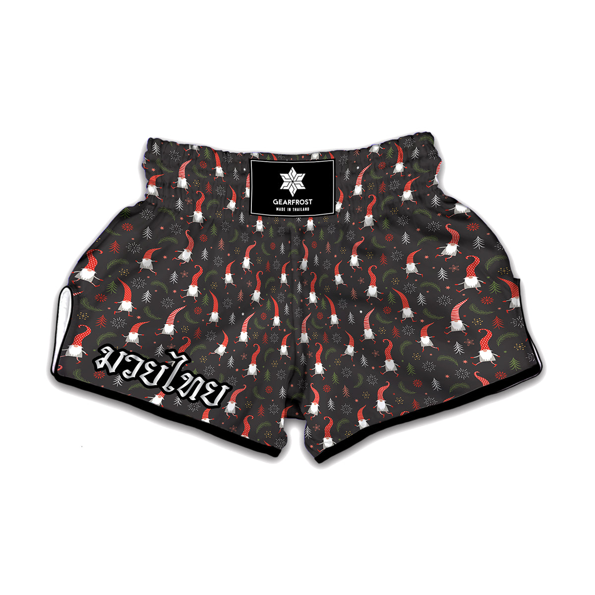 Christmas Gnomes Pattern Print Muay Thai Boxing Shorts