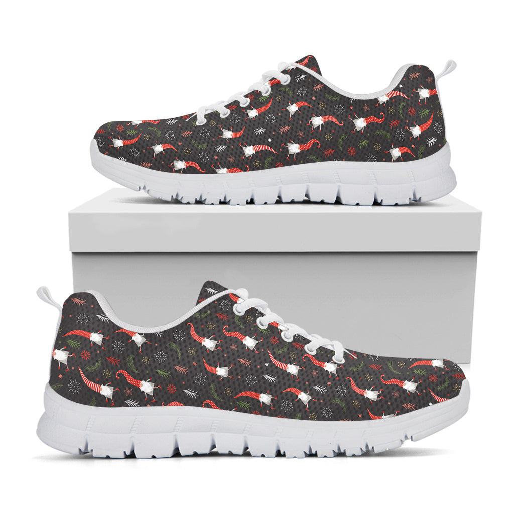 Christmas Gnomes Pattern Print White Sneakers