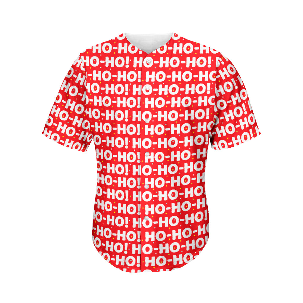 Christmas Ho Ho Ho Pattern Print Men's Baseball Jersey