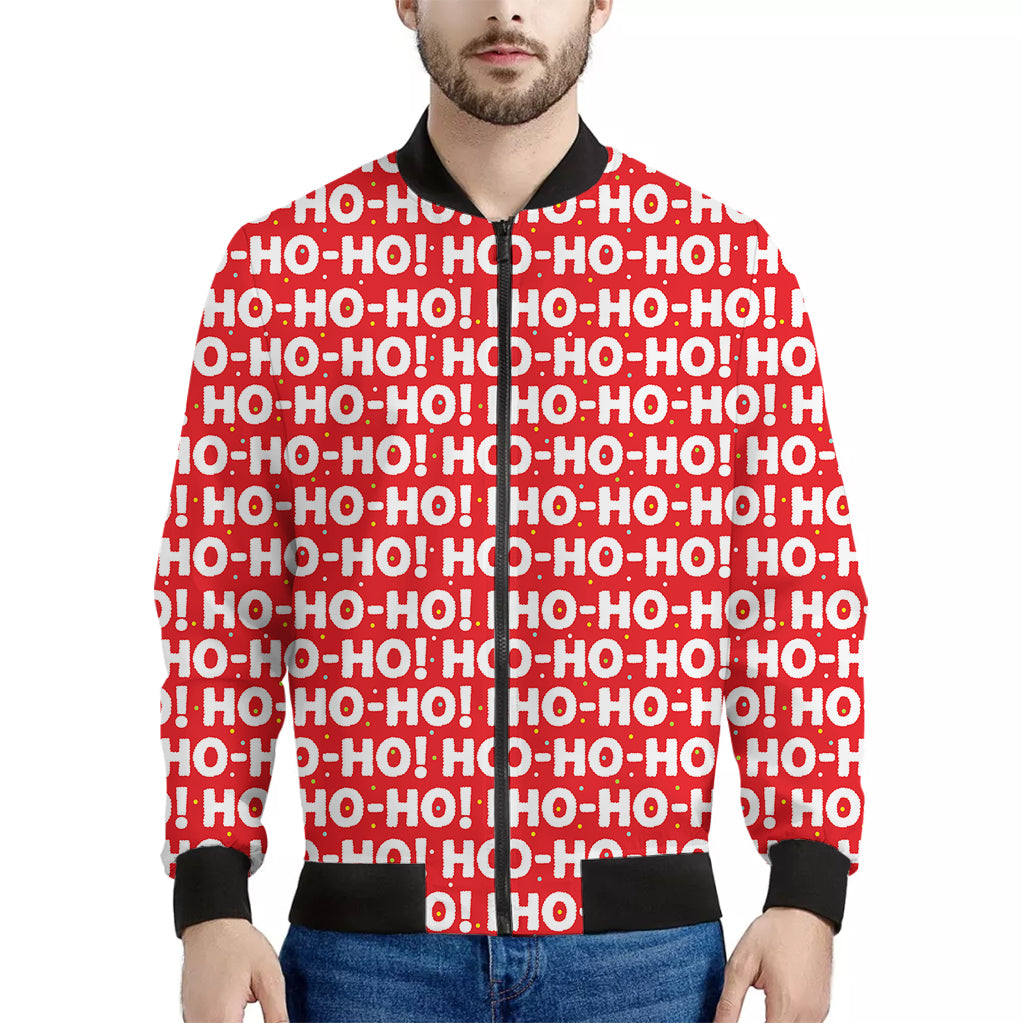 Christmas Ho Ho Ho Pattern Print Men's Bomber Jacket