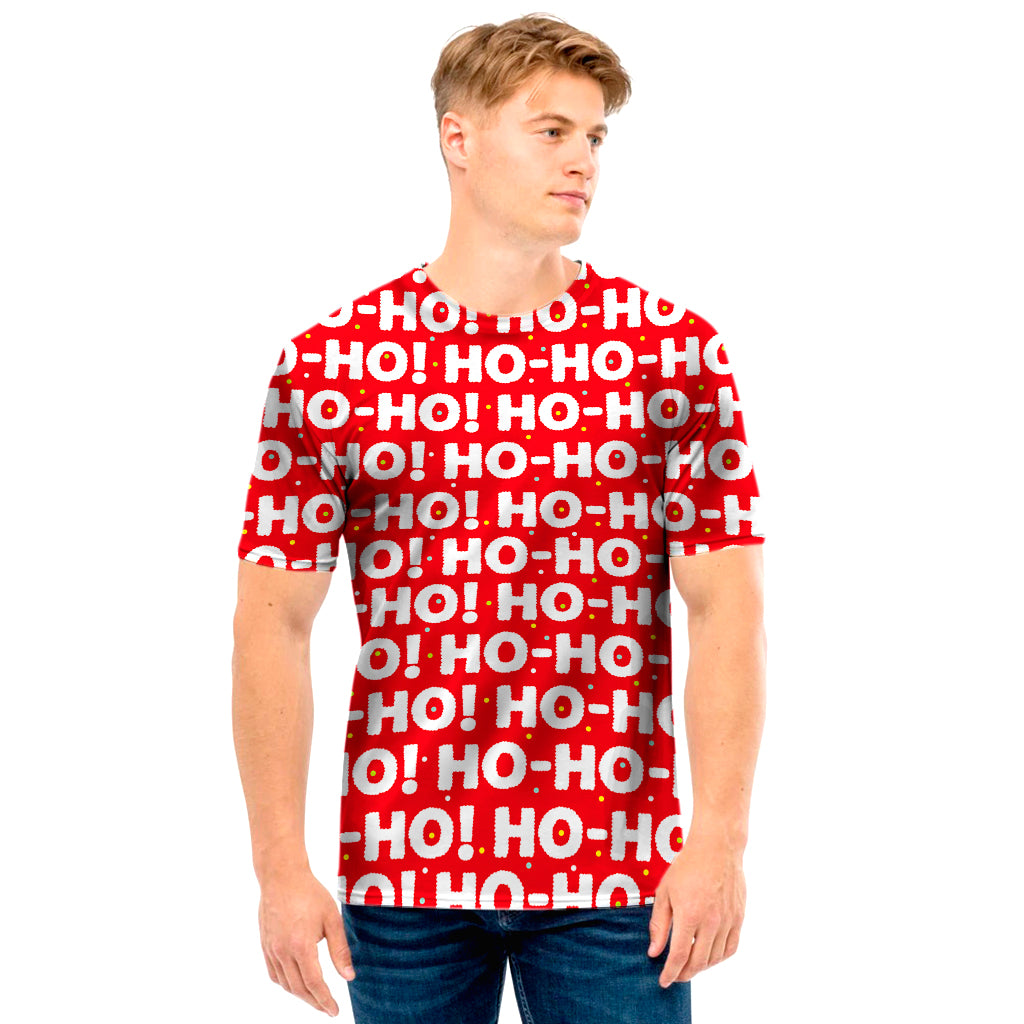 Christmas Ho Ho Ho Pattern Print Men's T-Shirt