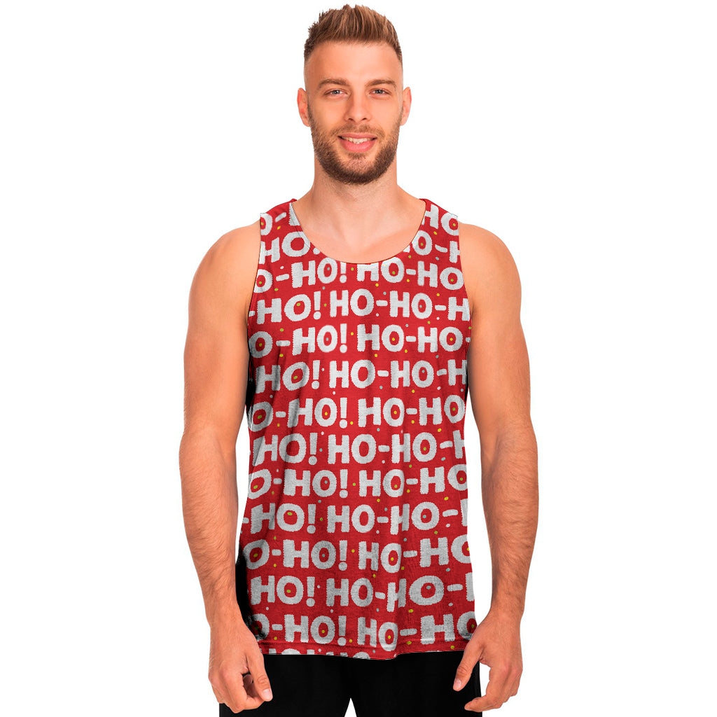 Christmas Ho Ho Ho Pattern Print Men's Tank Top