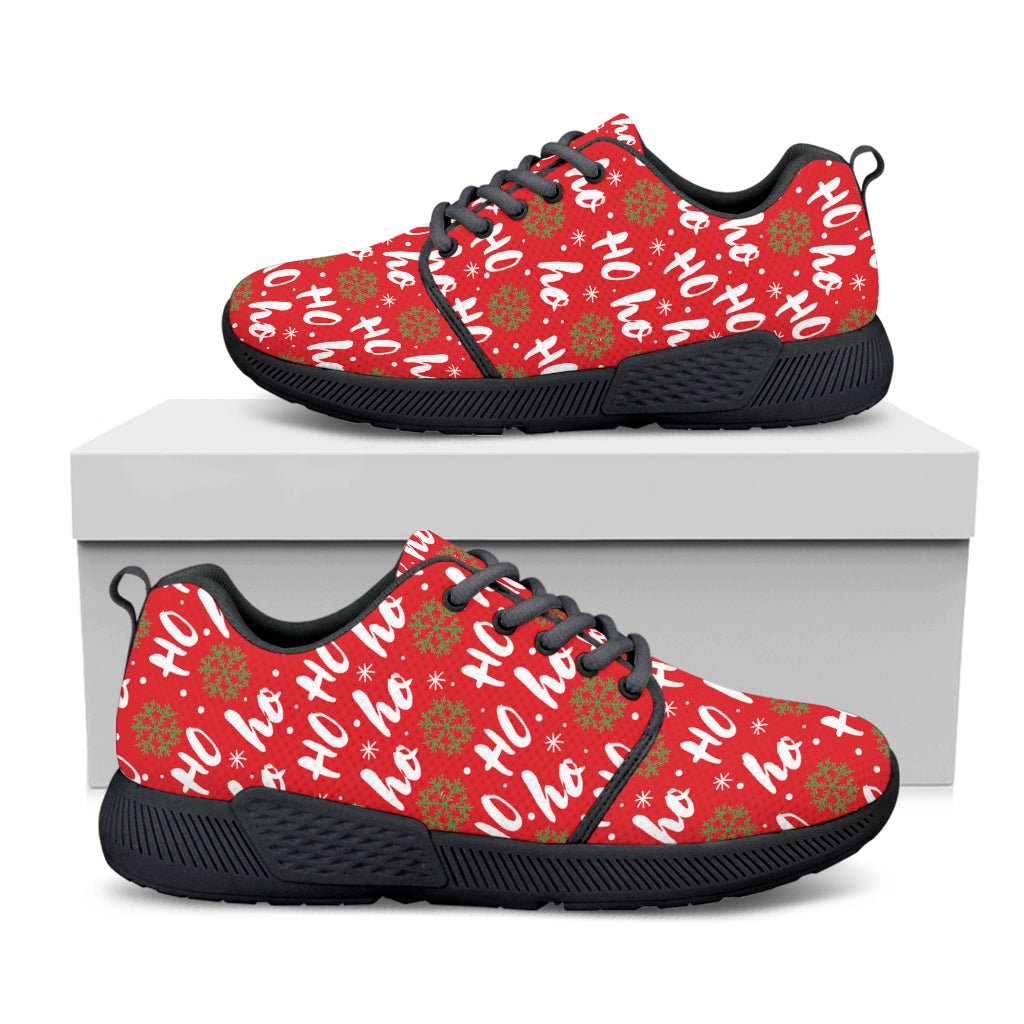 Christmas Hohoho Santa Claus Laugh Print Black Athletic Shoes