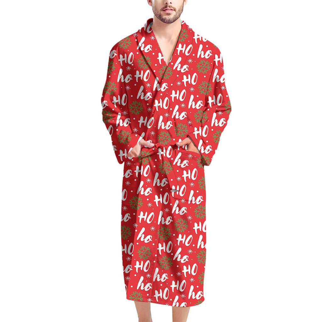 Christmas Hohoho Santa Claus Laugh Print Men's Bathrobe