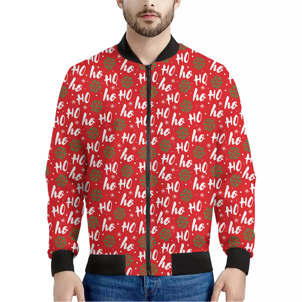 Christmas Hohoho Santa Claus Laugh Print Men's Bomber Jacket