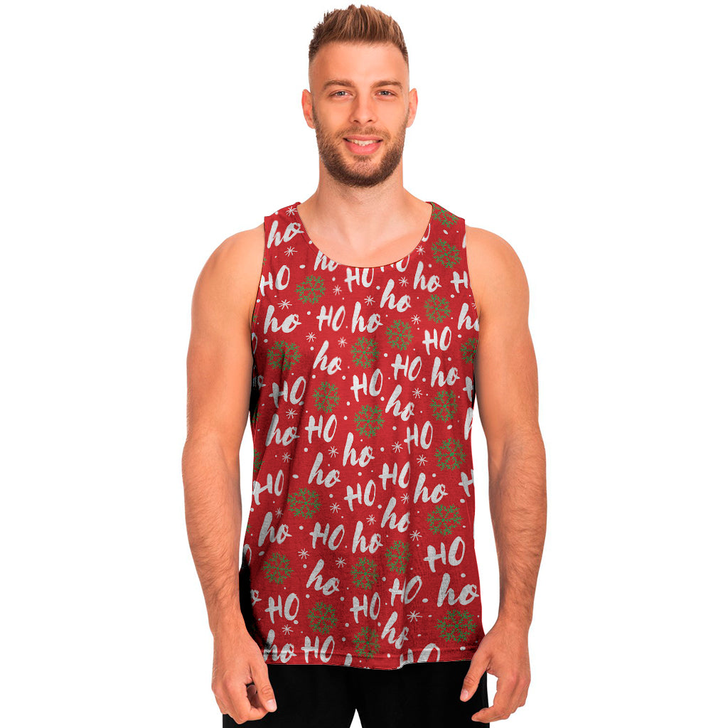 Christmas Hohoho Santa Claus Laugh Print Men's Tank Top