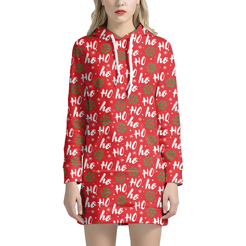 Christmas Hohoho Santa Claus Laugh Print Women's Pullover Hoodie Dress