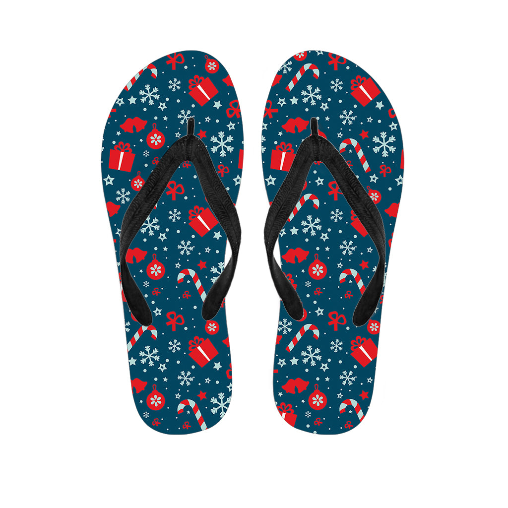 Christmas Holiday Elements Pattern Print Flip Flops