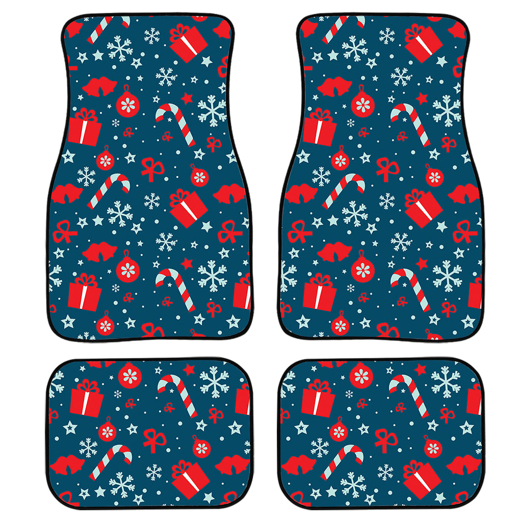 Christmas Holiday Elements Pattern Print Front and Back Car Floor Mats