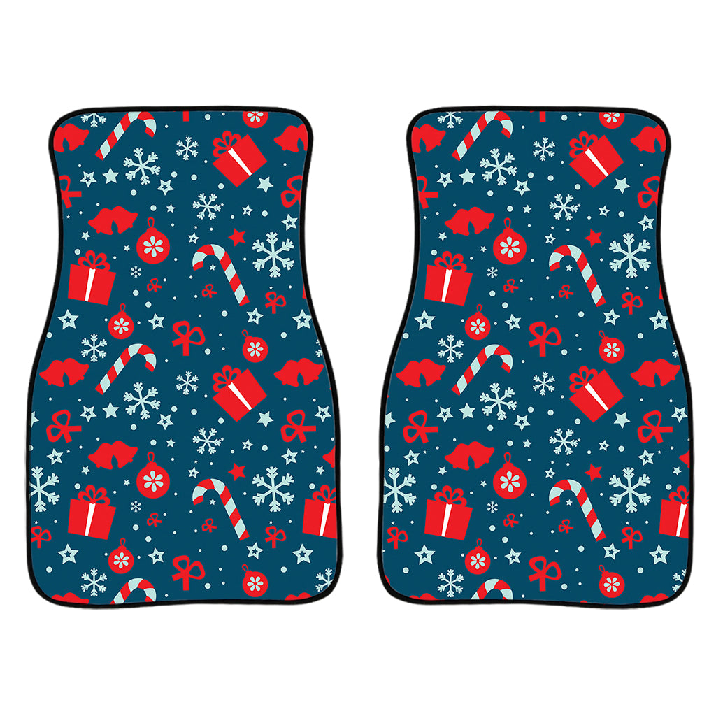 Christmas Holiday Elements Pattern Print Front Car Floor Mats