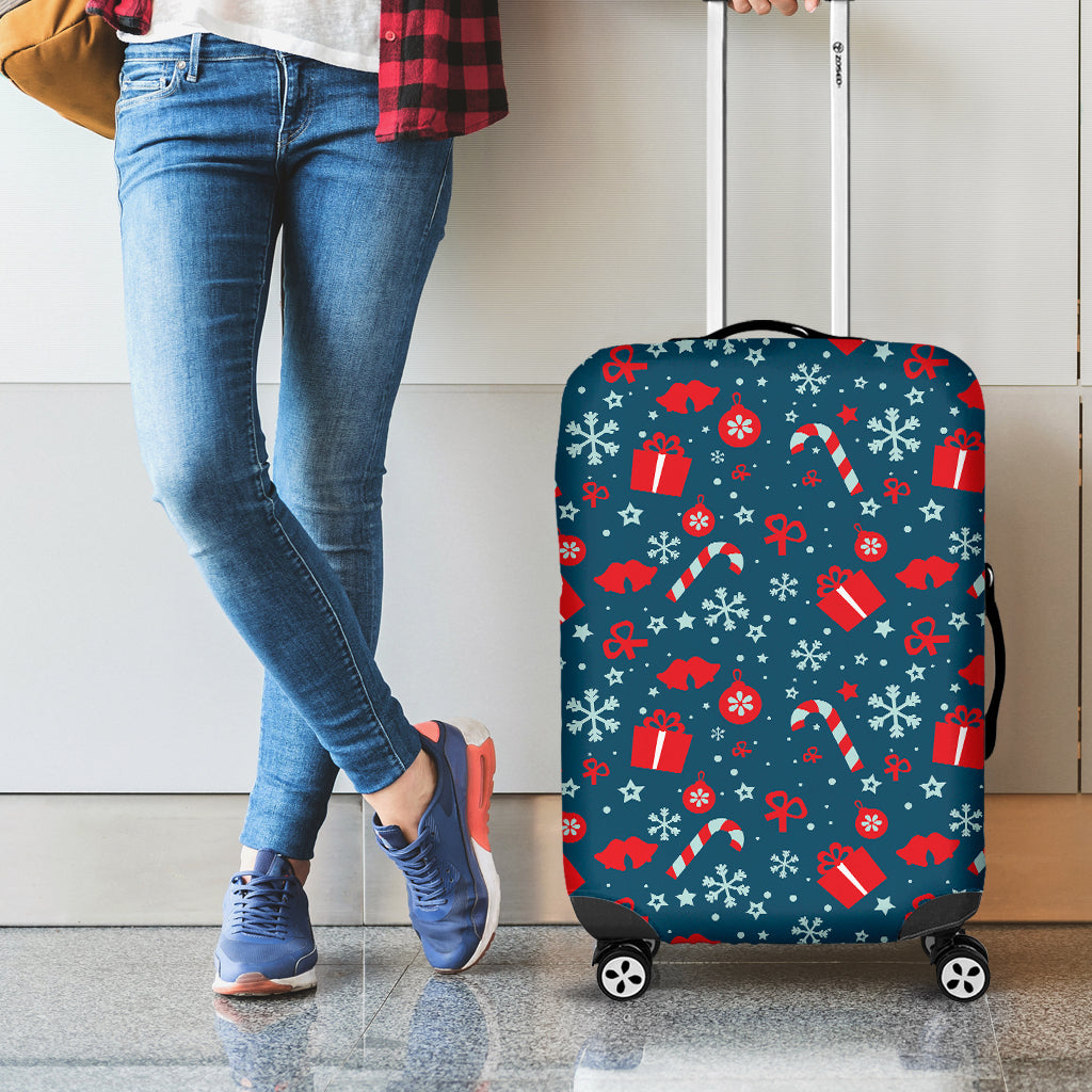 Christmas Holiday Elements Pattern Print Luggage Cover