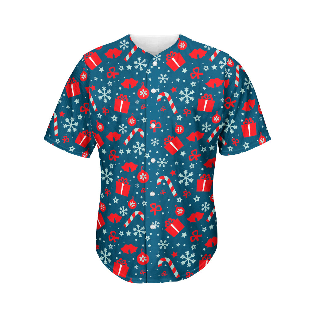 Christmas Holiday Elements Pattern Print Men's Baseball Jersey