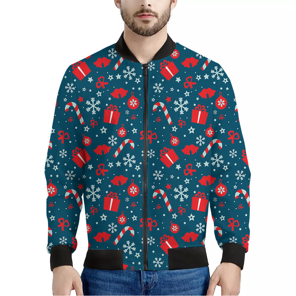 Christmas Holiday Elements Pattern Print Men's Bomber Jacket